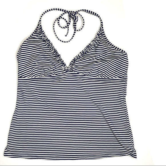 Lands’ End Navy White Striped Ruffled Bikini Set - Picture 11 of 16